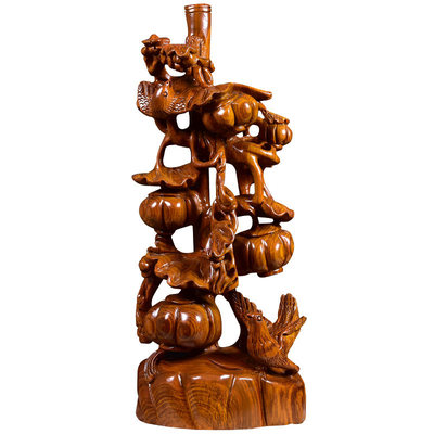 黄花梨木雕南瓜仿古工艺品 匠心独运的雕刻雅玩