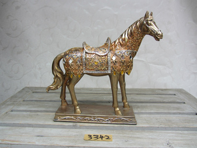 树脂工艺品批发经典之作 奔驰的骏马3342多功能茶台