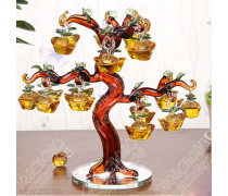 黄水晶摇钱树 寓意吉祥的精致工艺品